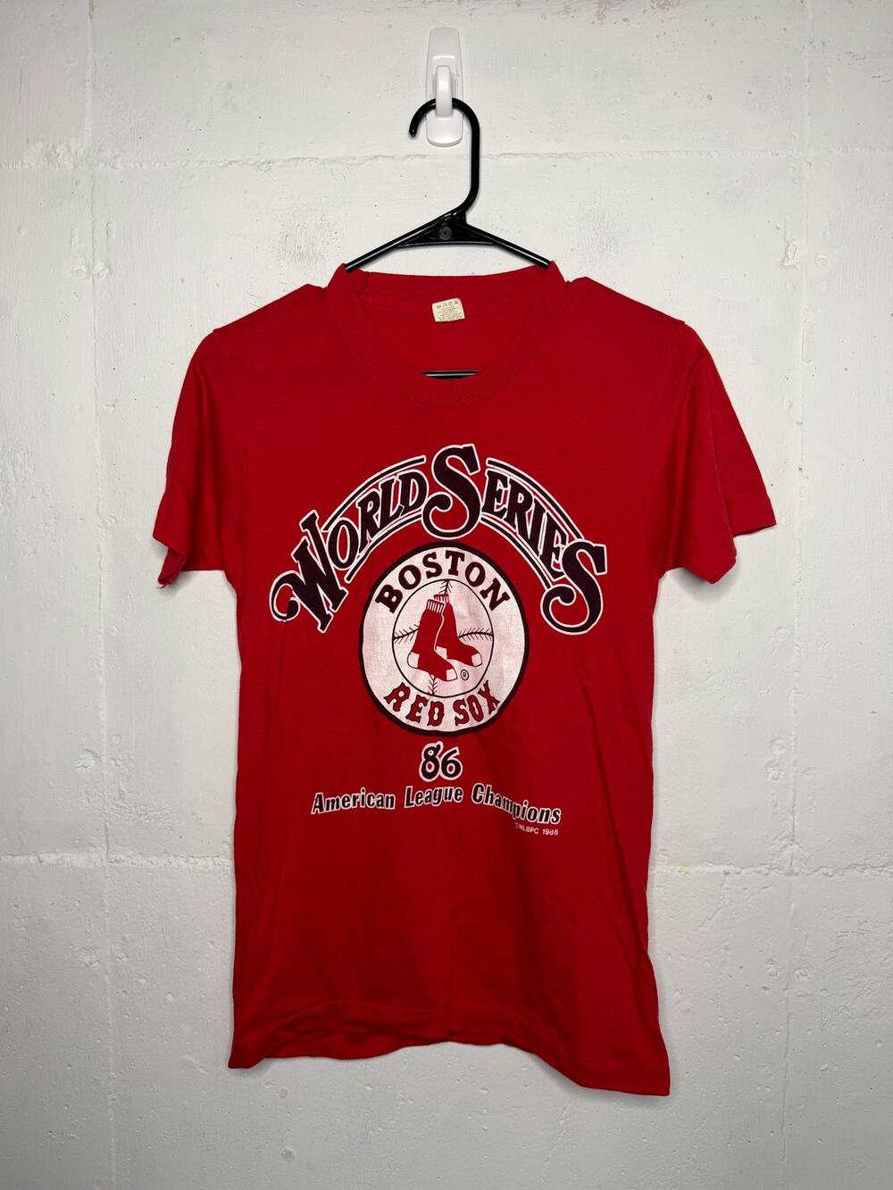 Vintage 1986 Boston Red Socks World Series Single Stitch T Shirt Red Size Small
